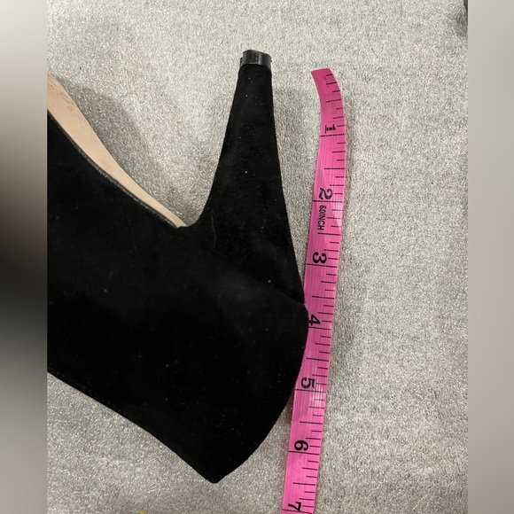 [8.5]RamonTenza Black Women's Pointy Suede Leather Ankle Heels Boots - Picture 8 of 8